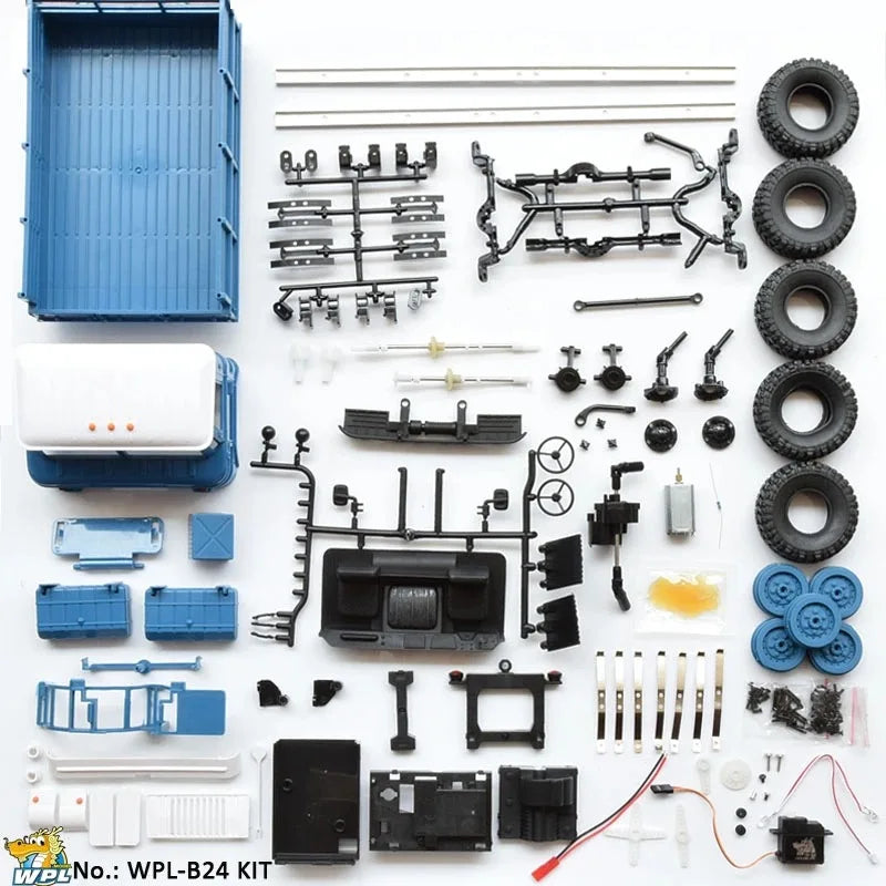WPL B-24 Peugeot Camión Militar a Control Remoto DIY Todoterreno versiB24 Coche RC 4 Ruedas Bumoso Drive Escalada GAZ-66 Vehículo Regalo Juguete para Niño