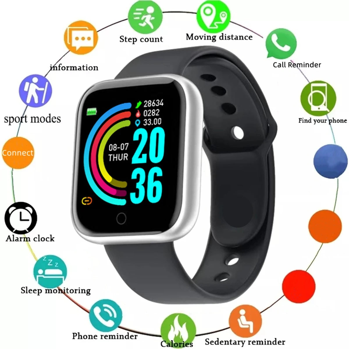 Smartwatch hombres mujeres relojes reloj inteligente mensaje Fitness monitor pulsera regalo de cumpleaños reloj electrónico para Android IOS