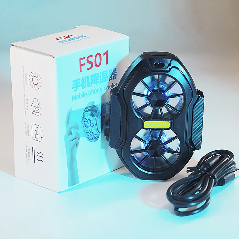 Radiateur de refroidissement téléphone double ventilateur rechargeable — clip, bouton de jeu, longue durée
