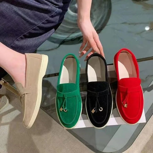 Zapatos de mujer 2025 nueva tendencia primavera otoño plataforma mocasines de ante casuales para mujer antideslizantes para caminar Chaussure Femme Scarpe Da Donna