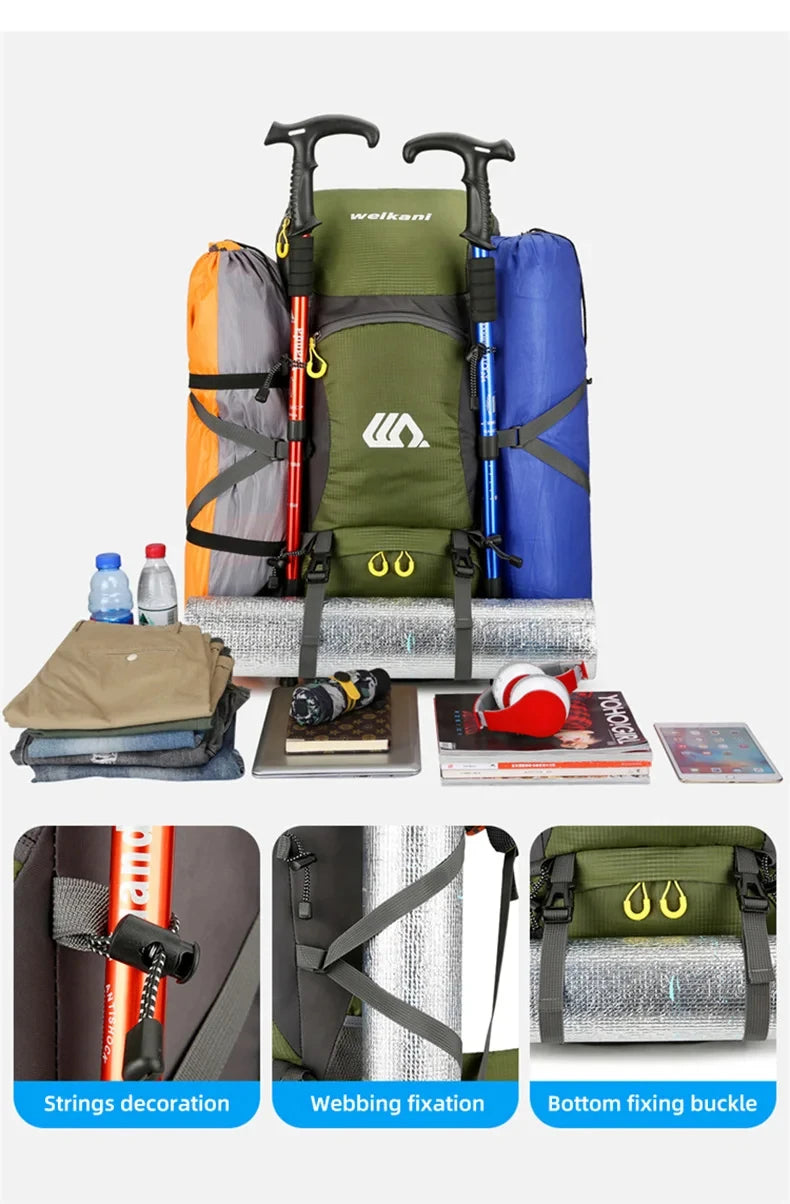 Sac à dos d'escalade en nylon pour homme, sac à dos de camping, sac à dos de randonnée, sports de plein air, canadisme, trekking initié, sac à dos de voyage, 50l