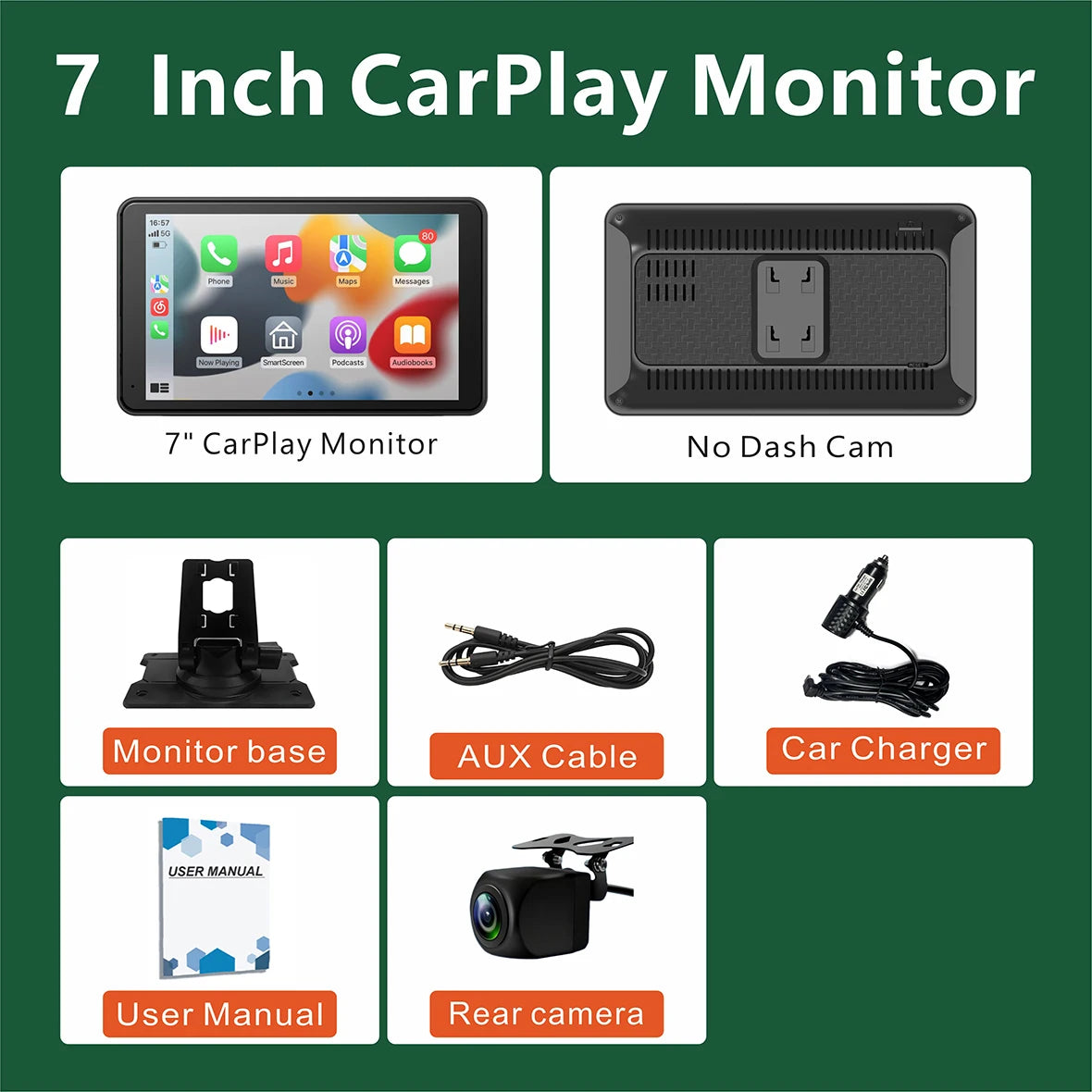 Pantalla Carplay para coche, Carplay inalámbrico portátil de 10" y Android Auto, receptores de audio estéreo para coche con enlace espejo y navegación GPS