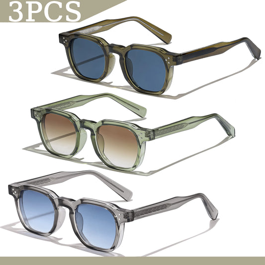 Lunettes de soleil carrées rétro pour hommes — mode punk, femmes, voyage, UV400, lot 1/2/3 pièces