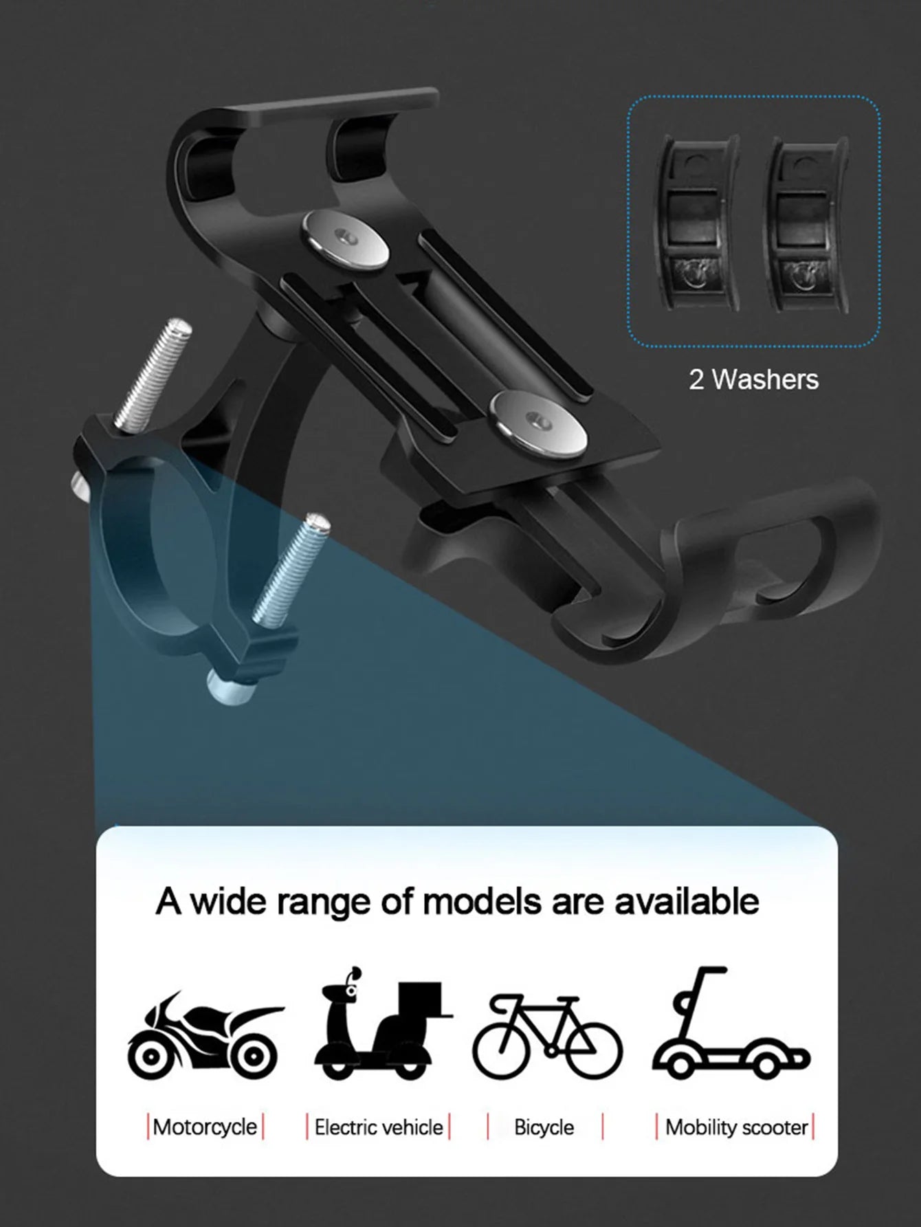 Soporte de teléfono para bicicleta de aleación de aluminio, soporte antideslizante de metal para motocicleta, Clip universal GPS para bicicleta
