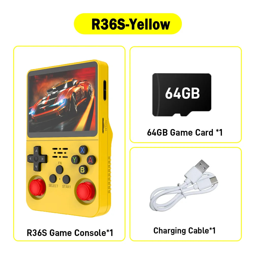 Console de jeu rétro portable 3,5" IPS — 64 Go, plusieurs couleurs, lecteur portable, jeux classiques