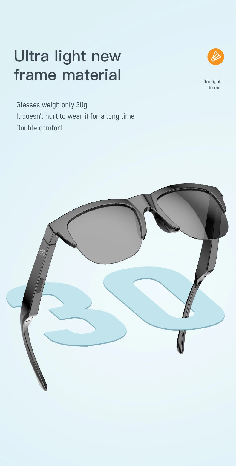Lunettes de soleil intelligentes Bluetooth V5.3, casque d'appel pour Sports de plein air, technologie HIFI noire, Anti-touch UV pour hommes et femmes
