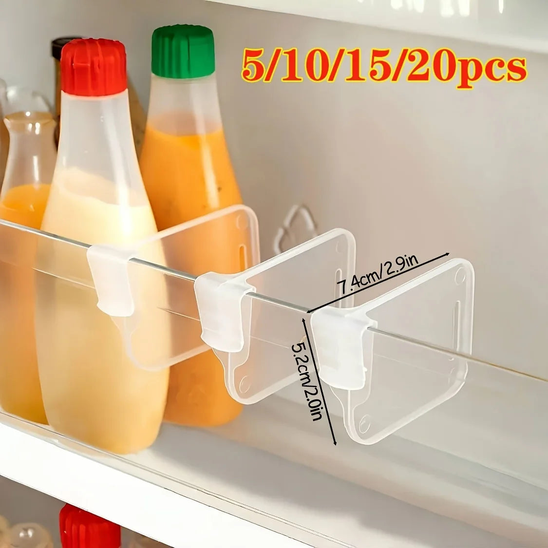 Clear and Sturdy Refrigerator Organizer, 5 10 15 20 Pieces, Adjustable Dividers, Fridge Storage, Kitchen Cabinets, Space-Saving Compartments