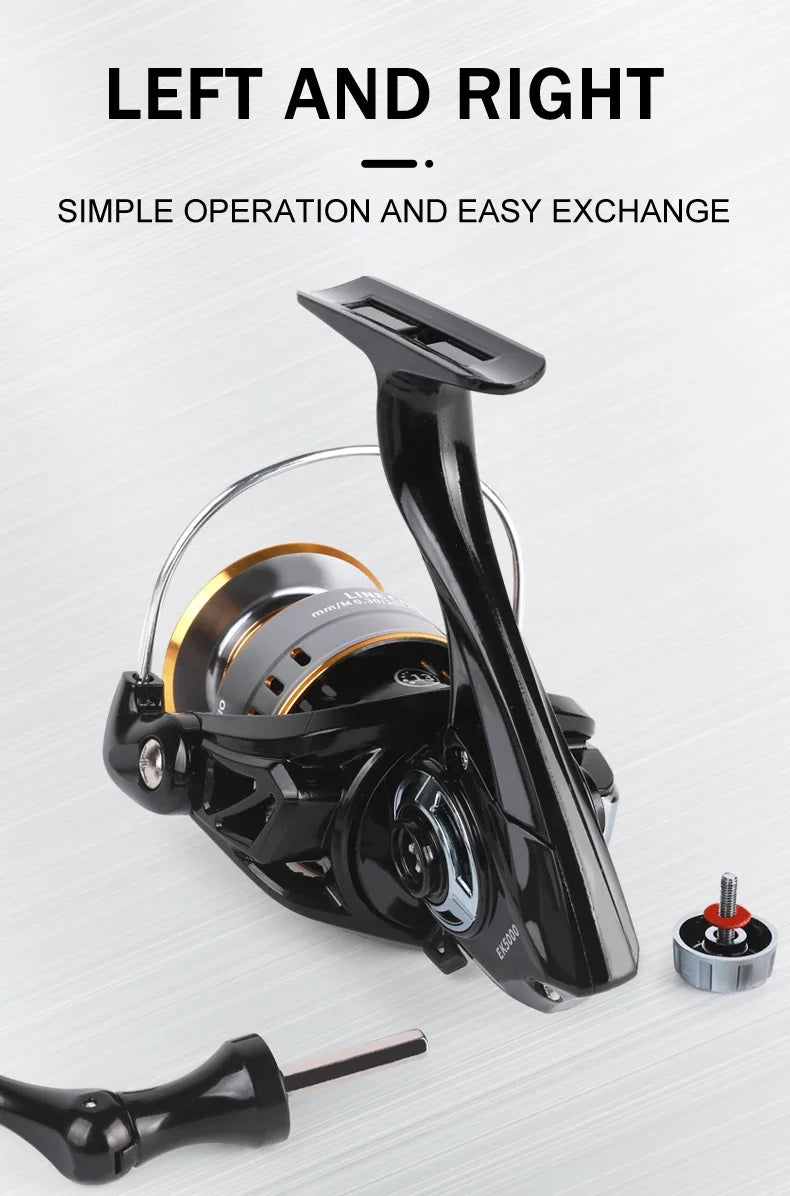Professionnel Ultra léger 1000 ~ 7000 5.2:1 rapport de vitesse, traînée maximale de 26LB CNC bobine en métal moulinet de pêche pour l'eau douce et salée
