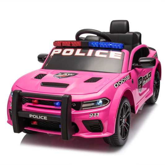 Licensed Dodge Charger, 12V Police Car for Kids with Parental Remote Control, Front Anti-Collision Bar, and Top Alarm Light Design