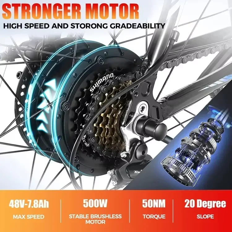 Vélo Électrique Adultes 26 Pouces 500W — Vélo de Montagne Électrique