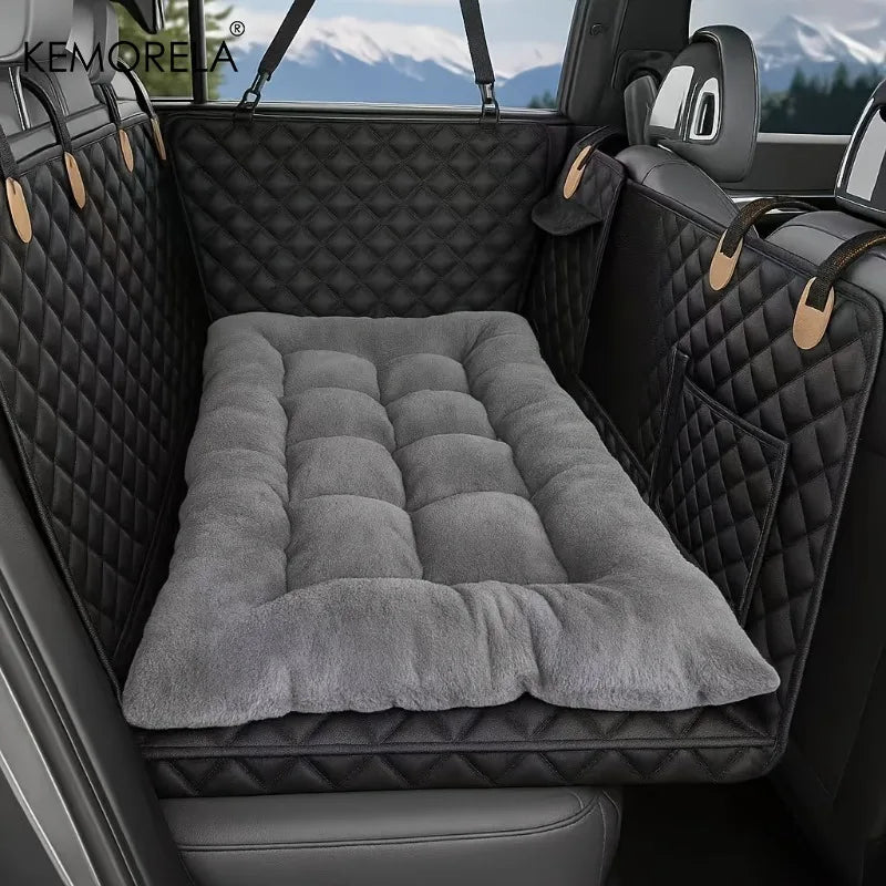 Tapis de siège de voiture pour chien d'hiver avec fond épais antidérapant pour lit de camion SUV berline-chaud pour les voyages sur route et lavable en machine