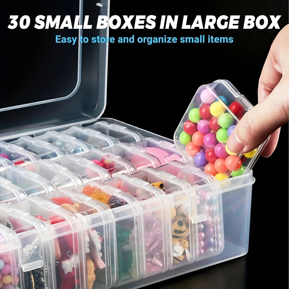 Caja de almacenamiento de bordado de pintura de diamante DIY, contenedor de almacenamiento de mosaicos de galletas de joyería de uñas, caja de almacenamiento multifuncional