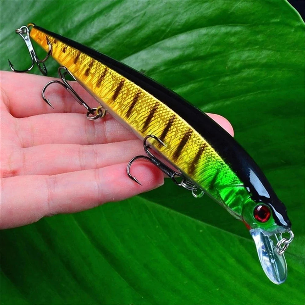 1 pièces leurre de pêche Wobbler réaliste yeux 3D 14 cm/18.5g vairon appât dur artificiel matériel de pêche leurre flottant avec 6 #   Crochets