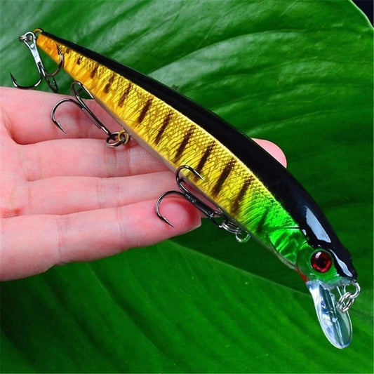 1 pièces leurre de pêche Wobbler réaliste yeux 3D 14 cm/18.5g vairon appât dur artificiel matériel de pêche leurre flottant avec 6 #   Crochets