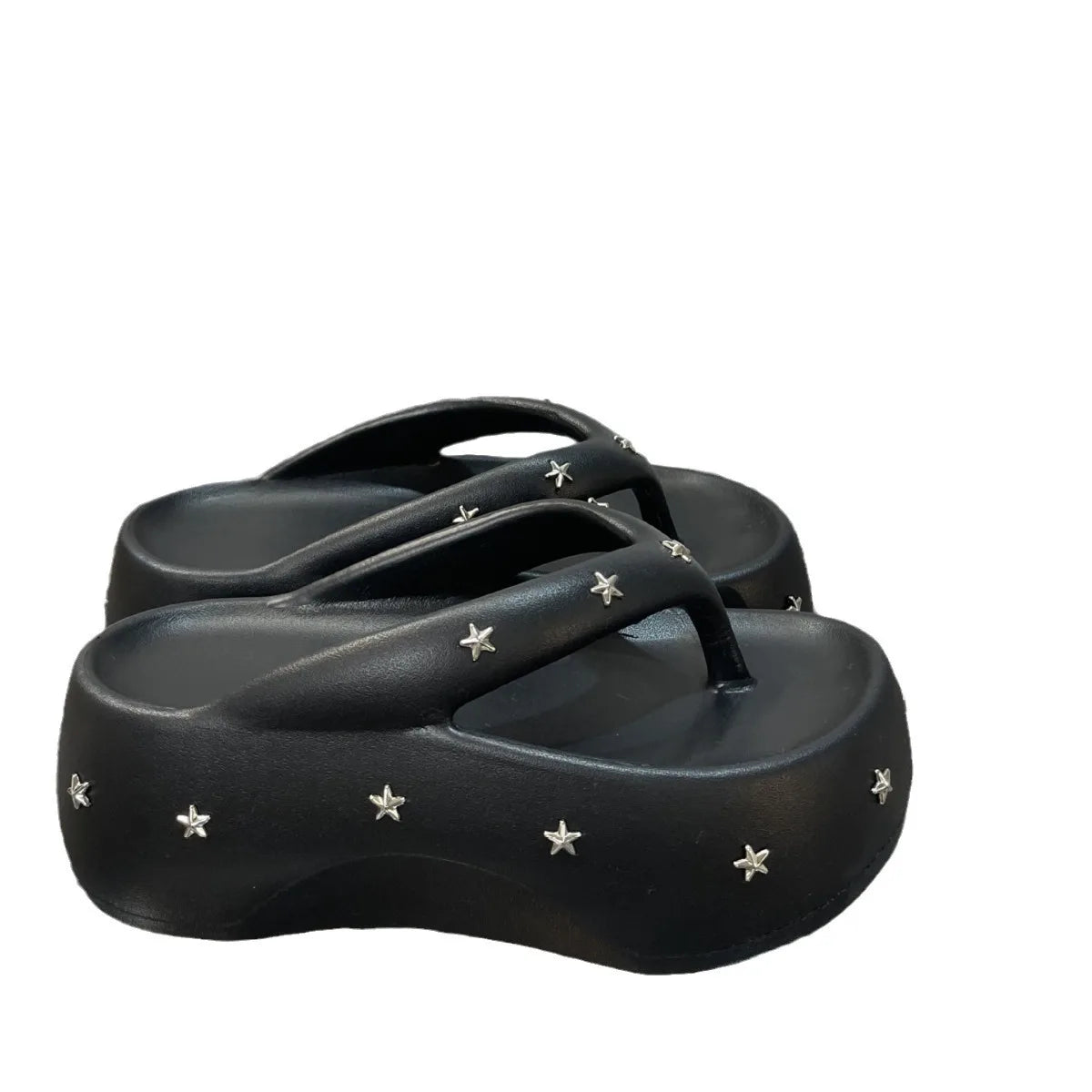 Women's Platform Wedge Summer Flip Flops, Thick Soles, 7CM High Heels, Beach Shoes, Punk Slippers, Open-Toe Sandals