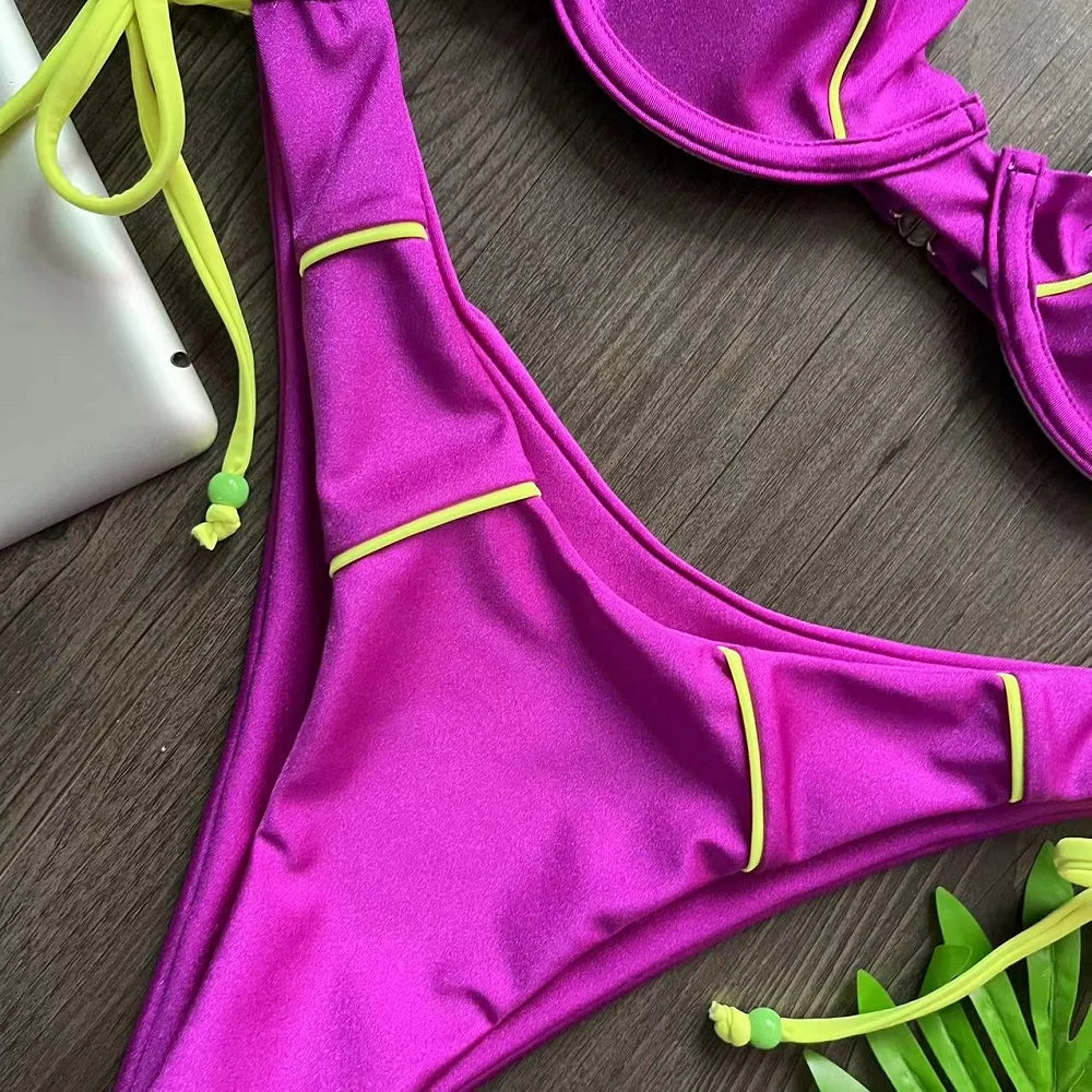 RUOTONGSEPT nouveau Sexy Push up Bikini ensemble maillot de bain femmes taille basse maillots de bain pour femme deux pièces maillots de bain 2023 maillot de bain