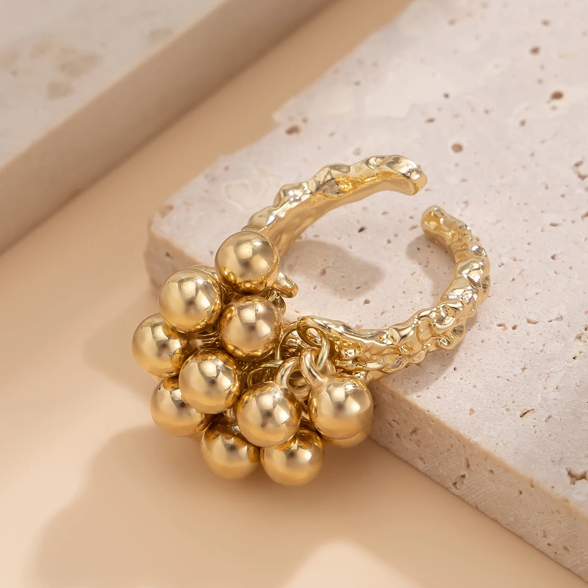 Bague Punk Hip-Hop Petite Boule Ouverte — Métal Tendance Cadeau 2026