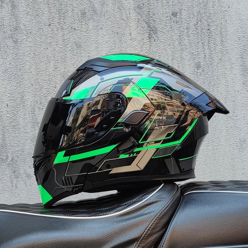 ORZ Motorcycle Helmets Dual Visors DOT Approved Modular Flip Up Helmet Full Face Motorcycle Racing Helmet Motocross Helmet DOT
