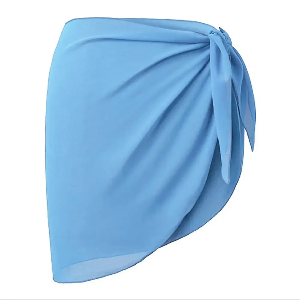 Jupe courte en mousseline de soie pour femmes, Industries ong, cover-ups pour les maillots de bain, bikini de plage, rond, transparent, écharpe, été
