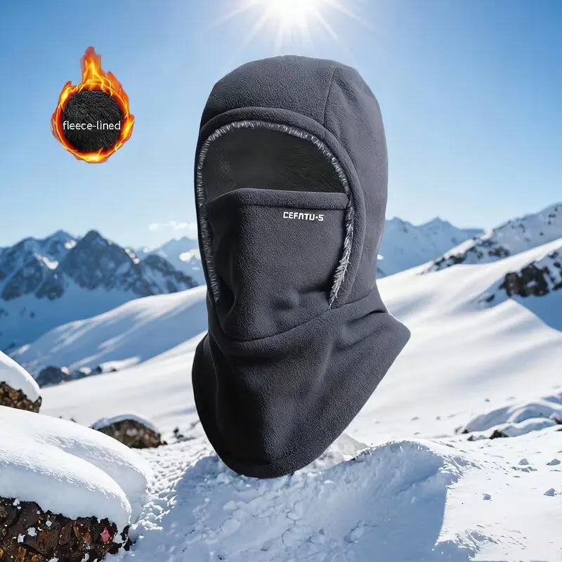Fleece Balaclava Cycling Cap Cold-Resistant Windproof Warm Hood and Hat Thick Thermal Ski Windproof Cap Women Men