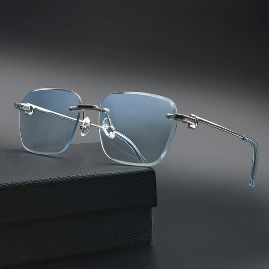 Lunettes de soleil pilote sans monture pour hommes — dégradé, rétro, affaires, UV400 (v2)