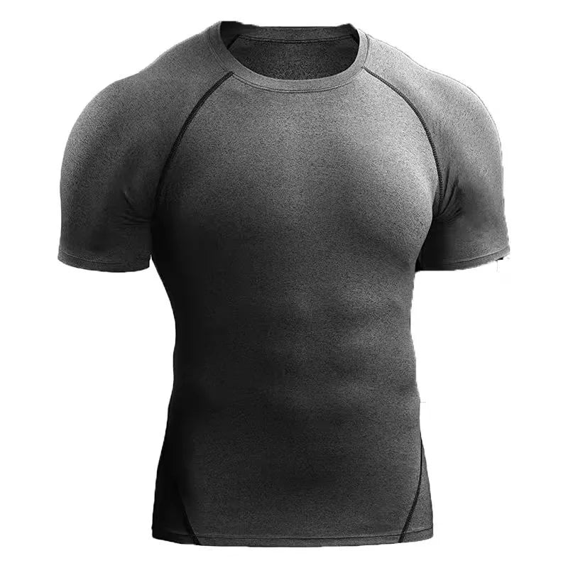 Men's Fitness Apparel, Outdoor Sports, Quick-Dry Short Sleeve T-Shirt, Professional Training, Running, Stretchy, Slim Fit, Yoga