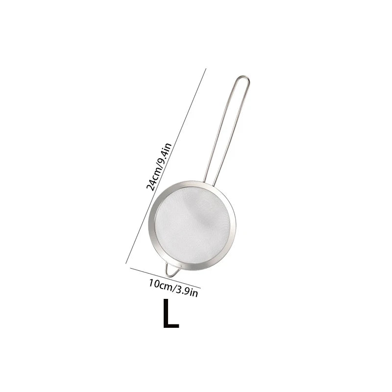 Passoire à mailles fines en acier inoxydable, avec poignée et crochet robustes, tamis pour jus de lait de soja, outils de cuisine 3 pièces