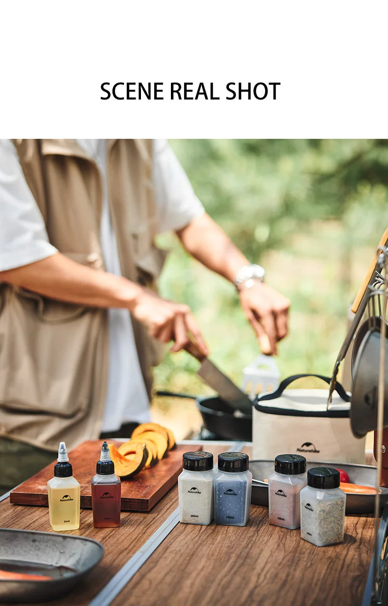 Natureifa-Pot d'assaisonnement de cuisine de camping, récipient à épices portable, fournitures de batterie de cuisine, poudre liquide, barbecue, boîte d'assaisonnement de pique-nique