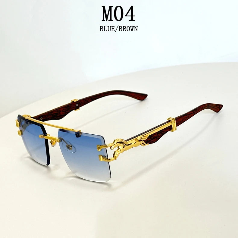 Lunettes de soleil carrées sans bords pour femmes et hommes — vintage, mode, 2024