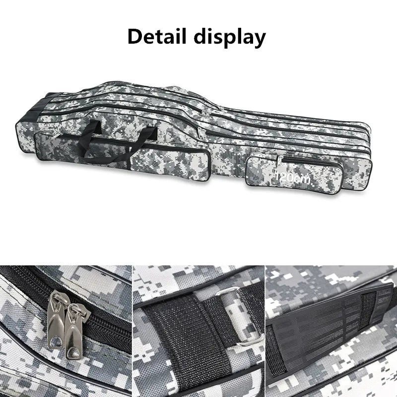 Sac de pêche en mer à grand ventre à trois couches, sac de canne à pêche à double épaule, trousse à outils pour le stockage extérieur, 1.2m, 1.5m