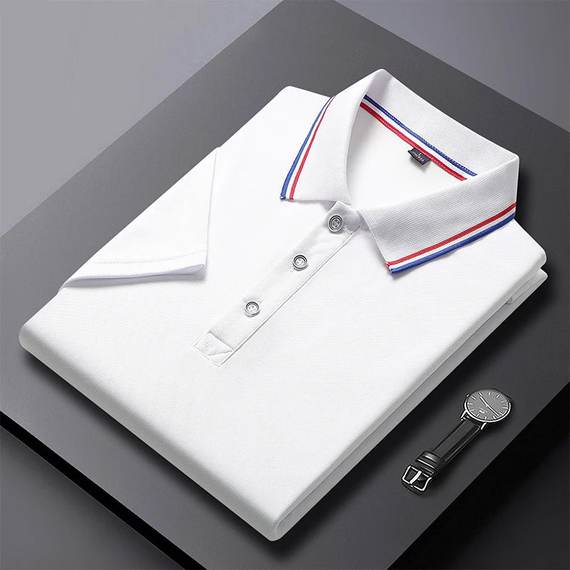 Polo de negocios de manga corta para hombre, top con cuello polo, camiseta casual, documento sólido, verano, 2024, 2024