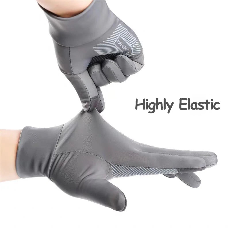 Gants de pêche en soie glacée pour printemps et été, Protection solaire pour hommes et femmes, randonnée, cyclisme, Camping, écran tactile antidérapant, élastique
