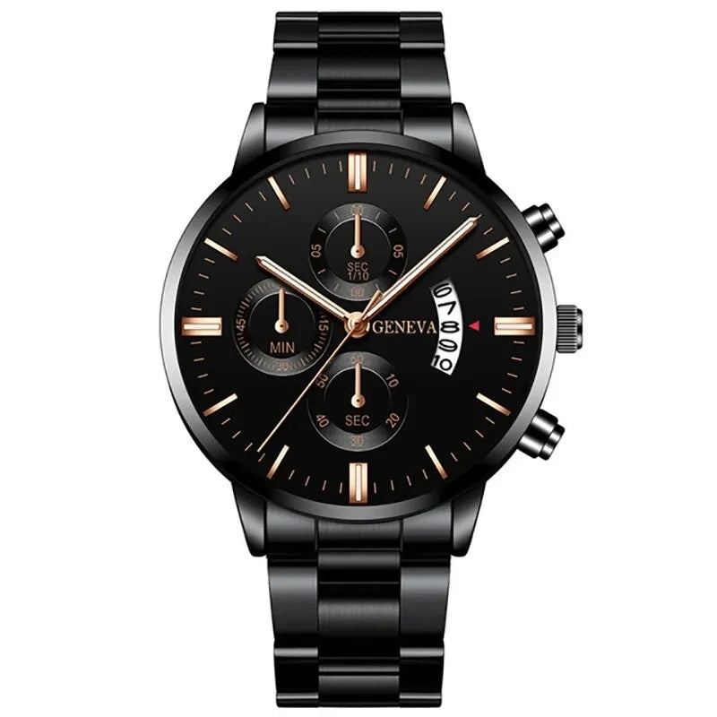 Men's Fashion Stainless Steel Watch Luxury Calendar Quartz Wristwatch Men's Business Watches for Men Clock Men's Watch