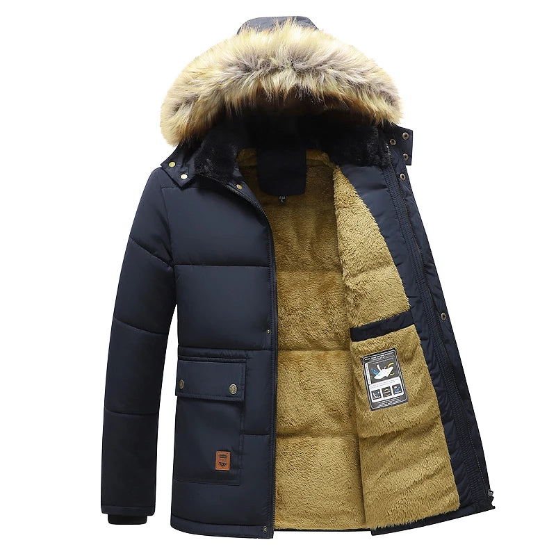 Hommes hiver nouveau coupe-vent polaire chaud épais veste Parkas manteau hommes mode à capuche col de fourrure veste classique décontracté Parka hommes