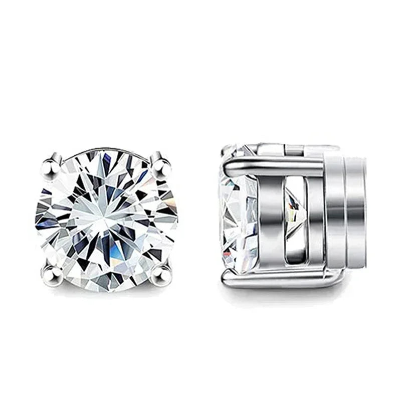 1 paire de boucles d'oreilles magnétiques fortes en cristal pour hommes et femmes, boucles d'oreilles Punk rondes en Zircon, bijoux Non percés