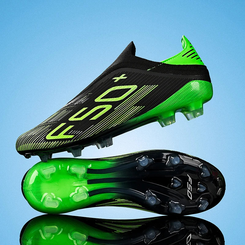 Chaussures de Football FG Homme Cuir Verni Basses — Crampons Longs, Professionnel Pelouse EU 31–48