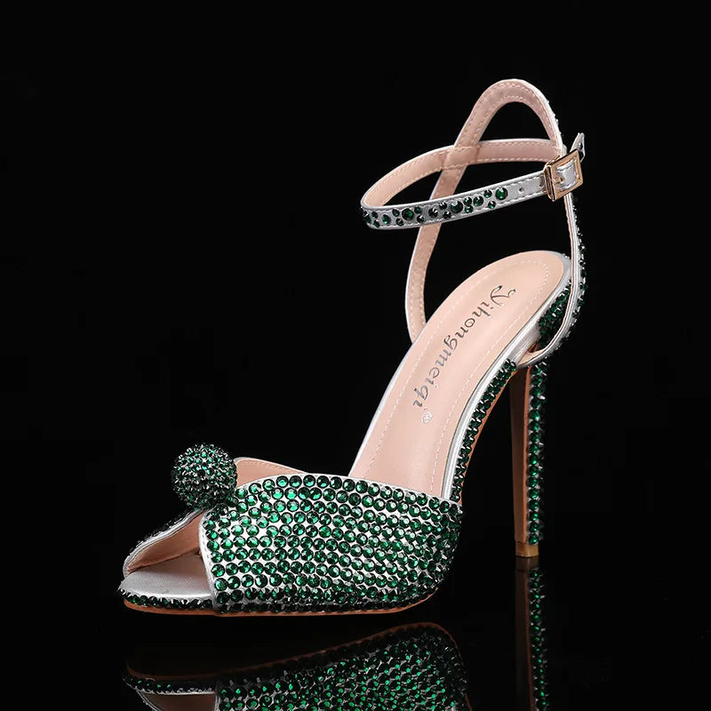 Zapatos de boda de tacón alto para mujer, sandalias Peep Toe, tacón de aguja, perlas, blanco, de diseñador, lujo, alta calidad, moda, 43