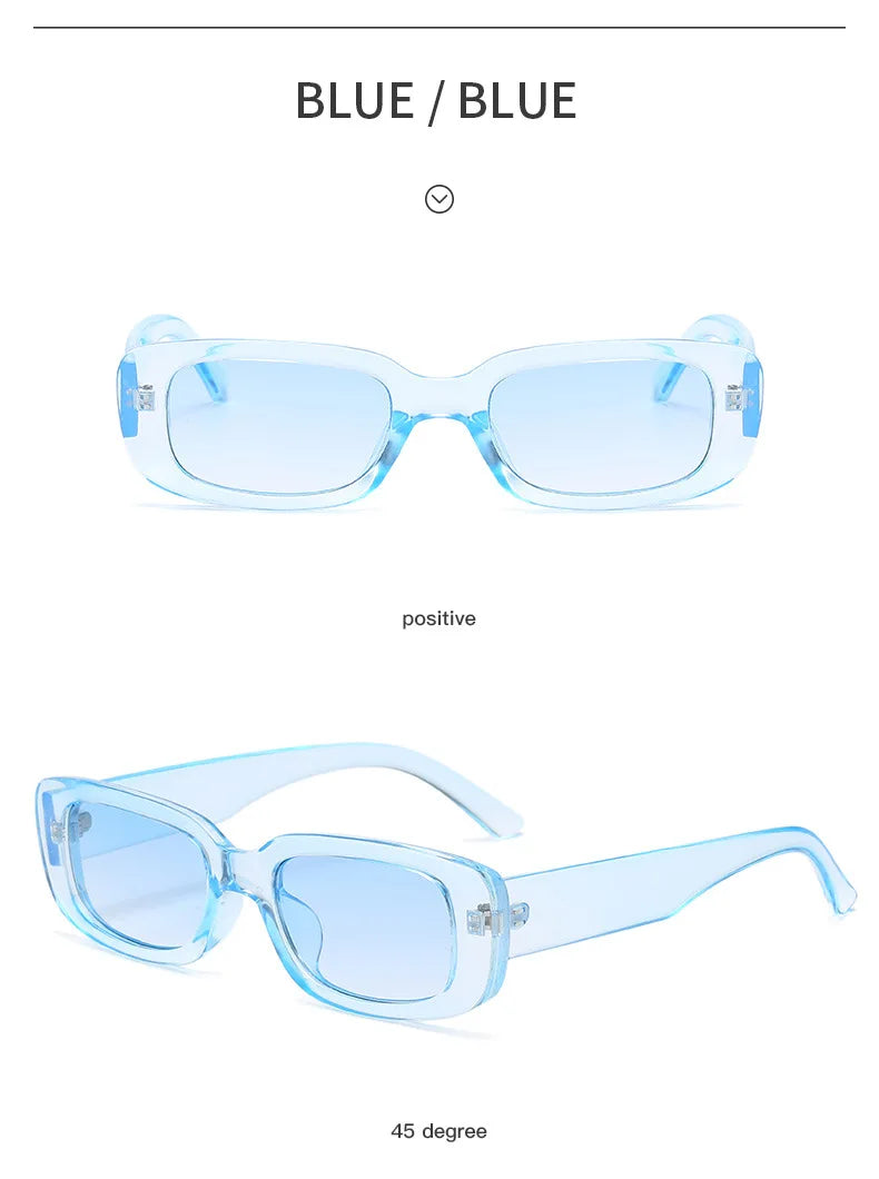 Lunettes de soleil carrées rétro vintage — petites, rectangulaires, voyage, femme