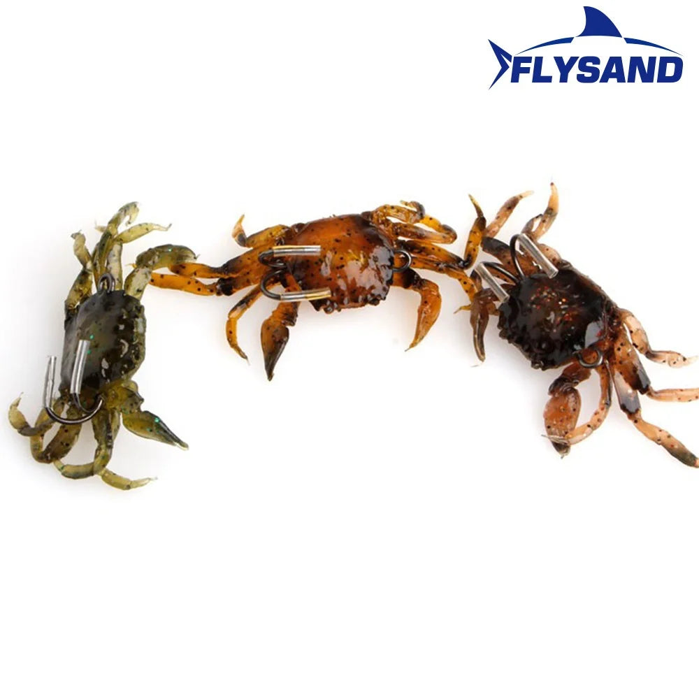 FLYSAND bionique crabe Silicone appât souple artificiel réaliste crochet pointu leurre de pêche poisson d'eau douce gabarit tête appâts matériel de pêche