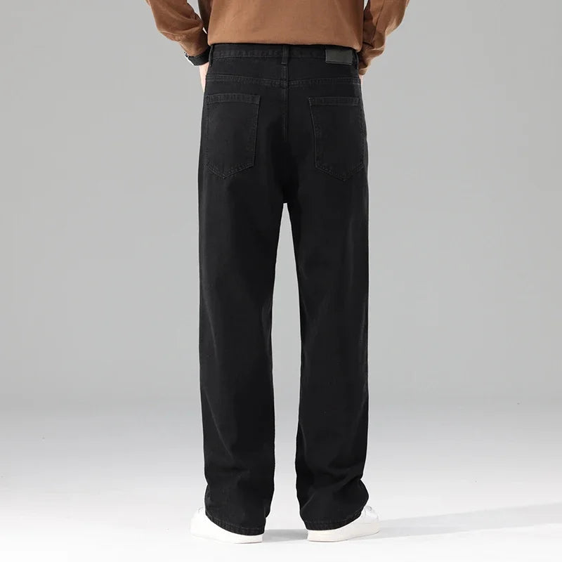 Homme flambant neuf automne jean hommes noir décontracté Baggy pantalon classique droit confortable large Denim pantalon hommes vêtements