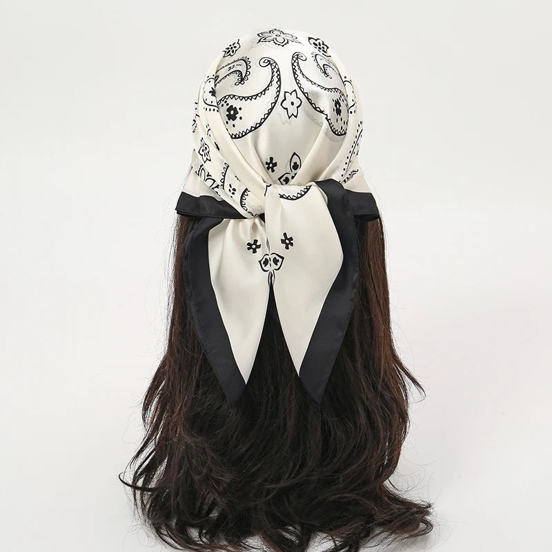 Pañuelo cuadrado tipo hiyab para mujer, estampado popular de lujo, chales cálidos de playa, envolturas, diadema para el cabello