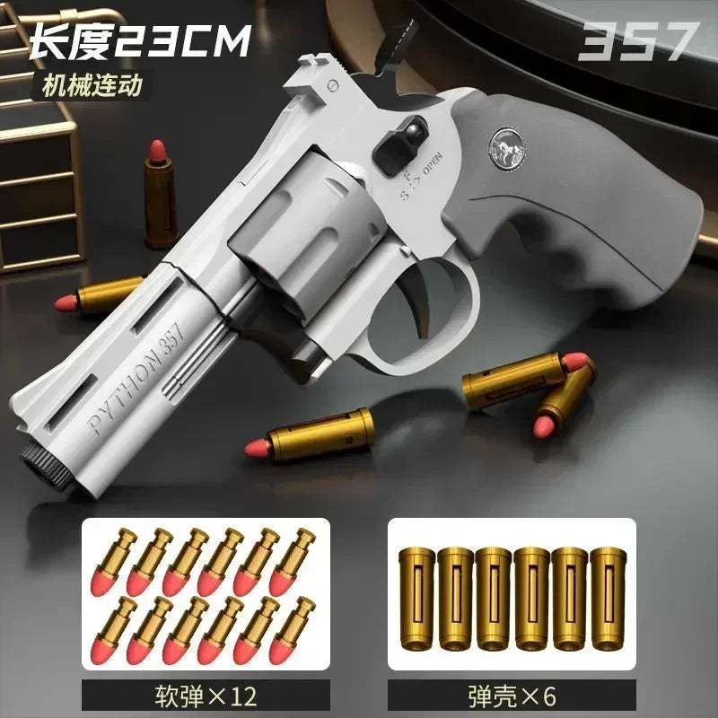 Lanzador de revólver ZP5 357 de tiro continuo, pistola de dardos suaves, juguete para niños y adultos, arma de juego al aire libre