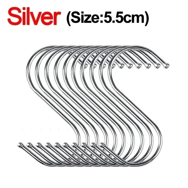 Crochets en S en acier inoxydable avec pointe pointue, pour ustensiles, cintre pour vêtements à viande, crochets de suspension pour boucher, magasin, outils de cuisson de cuisine