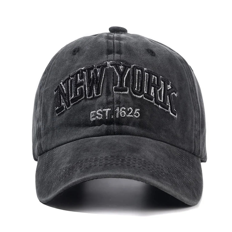 New York Distressed Cotton Cap for Men and Women, Snapback Caps, Baseball Caps, Sun Protection, CasAdvantages, Dad Hat, Outdoor Cap, 2024