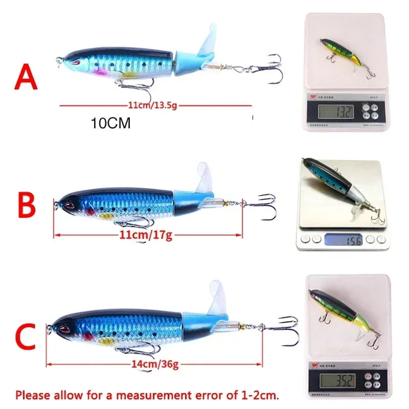 Ensemble de leurres de pêche Popper Topwater, Wobblers rotatifs artificiels, matériel de queue, appâts durs, accessoires de pêche, 5 pièces, 10 pièces