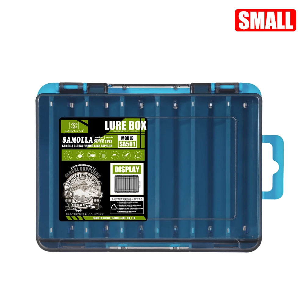 SAMOLLA Boîte à matériel compacte double face – Pêche simplifiée avec un organisateur durable et polyvalent pour leurres, hameçons, appâts