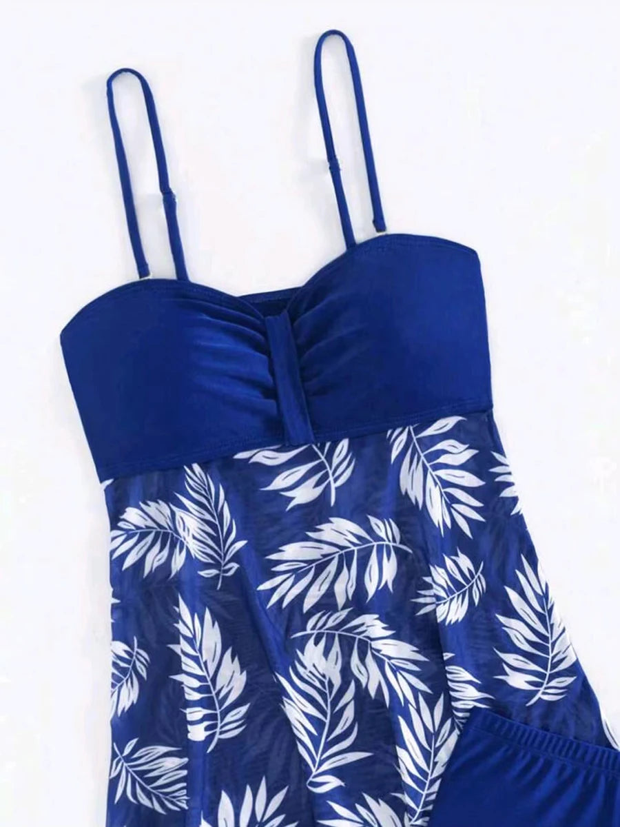 Maillot de bain tankini court 2026 avec short pour femme, rembourré, imprimé, pour la plage et l'été