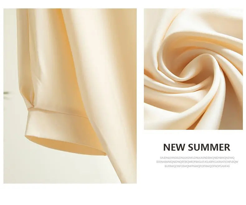 Nouveauté 2026 – T-shirt basique en satin de soie à manches courtes pour femme, col rond, coupe décontractée et légère, chemisier ample pour femme