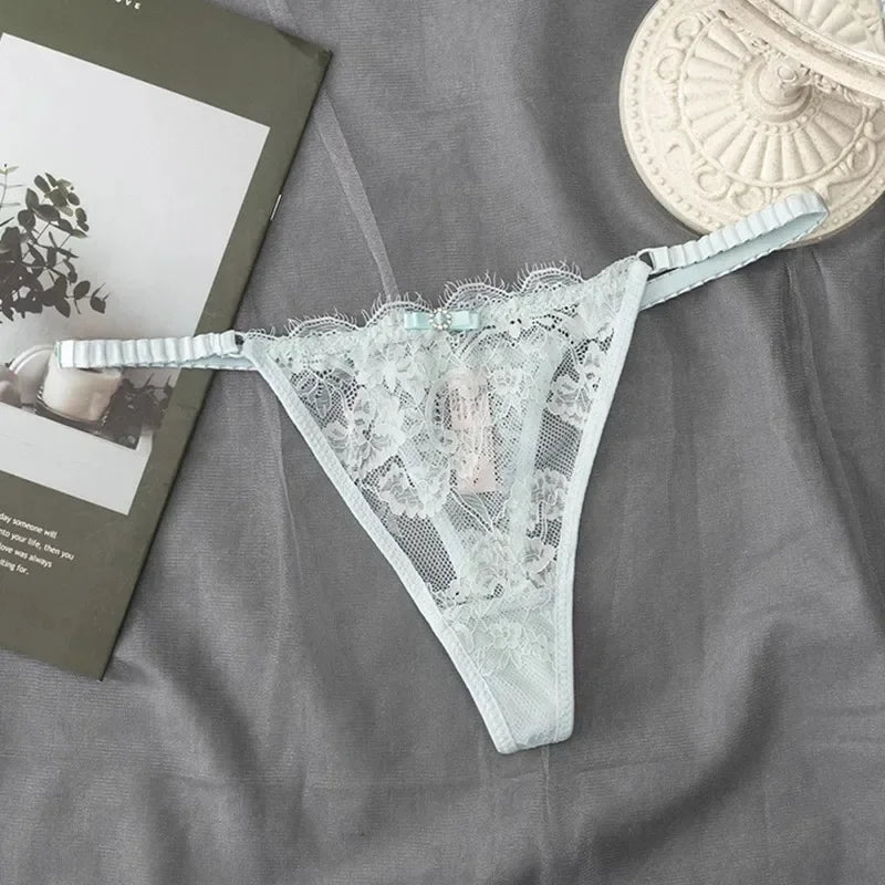 G-String Dentelle Femme — Culotte Lingerie Taille Basse Couleur Unie