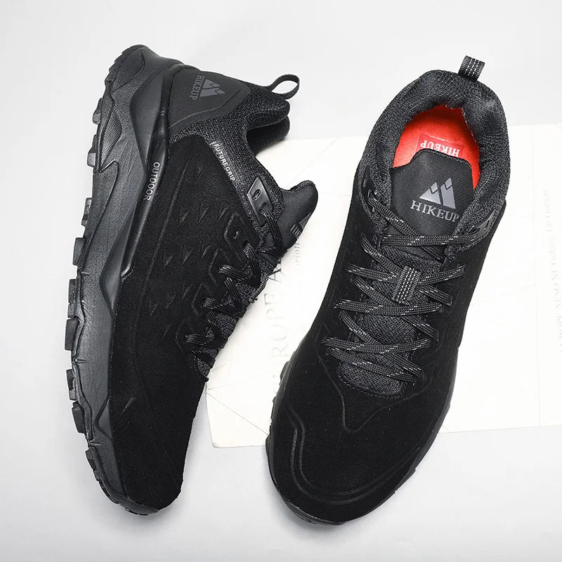 HIKEUP chaussures de randonnée pour hommes Sports de plein air Camping chasse marche chaussure daim cuir véritable respirant Sneaker antidérapant